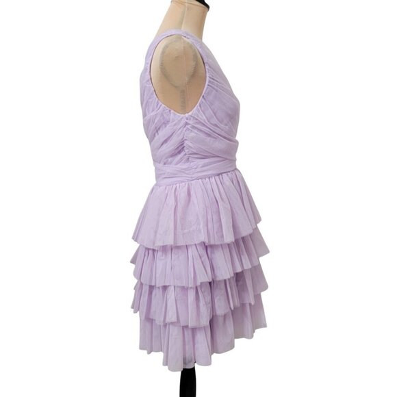 SHEIN Size M (6) Lavender "Enchnt" Tiered Mesh One Shoulder Formal Party Dress - Picture 5 of 16